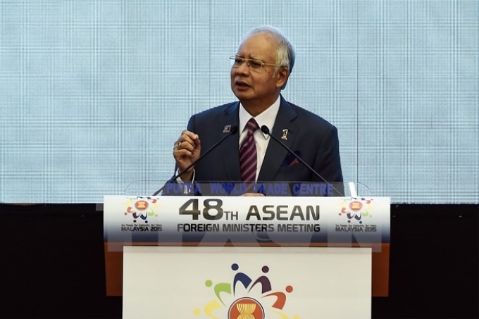 Thủ tướng Malaysia Najib Razak phát biểu tại lễ khai mạc Hội nghị. (Nguồn: AFP/TTXVN)